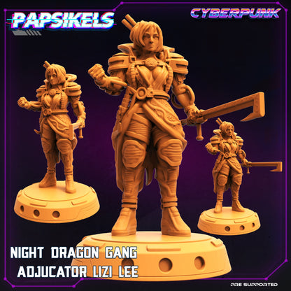 Night Dragon Gang Adjudicator Lizi Lee: 32mm Resin Fantasy Miniature for Tabletop RPG by Papsikels