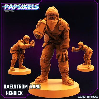 Cyberpunk Haelstrom Gang Henrick 32mm Miniature for RPG and TTRPG - Papsikels Sci-Fi Tabletop Gaming
