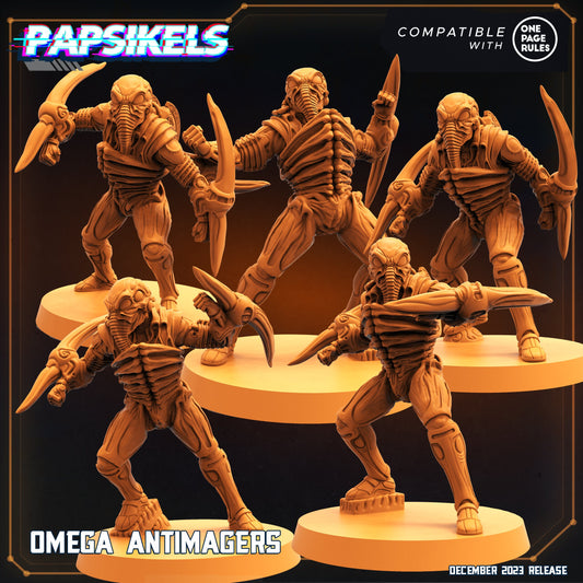 Omega Antimagers Resin Miniatures: 32mm Tabletop Figures for RPG, Sci-Fi, and Alien vs Human Battles