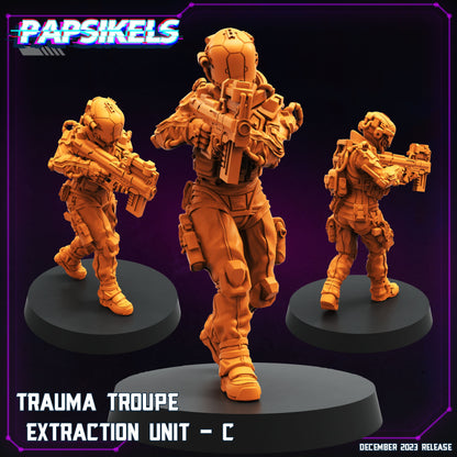 Cyberpunk Trauma Troupe Extraction Units - 32mm Papsikels Miniatures for Sci-Fi RPG Tabletop Gaming