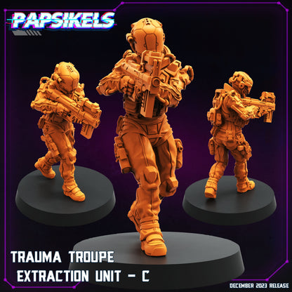 Cyberpunk Trauma Troupe Extraction Units - 32mm Papsikels Miniatures for Sci-Fi RPG Tabletop Gaming