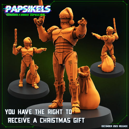 Robocop Santa Miniature: 12 Days of Christmas Sculpture for Wargaming, RPG, TTRPG (32mm)