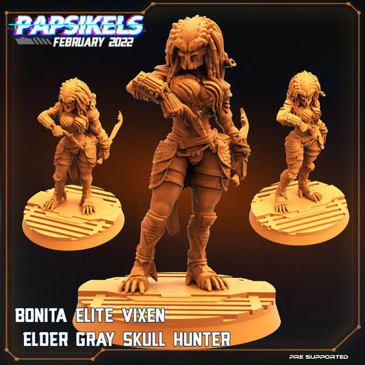 Bonita Elite Vixen Elder Grey Skull Hunter Resin Miniature for Tabletop Fantasy RPG - 32mm Papsikels