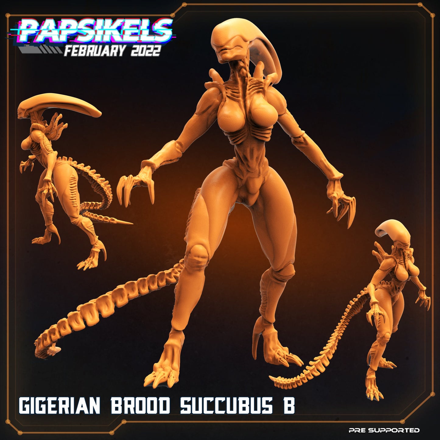 Xenomorph Gigerian Brood Succubus Miniatures: 32mm Papsikels Alien Creature for RPG and Tabletop Gaming