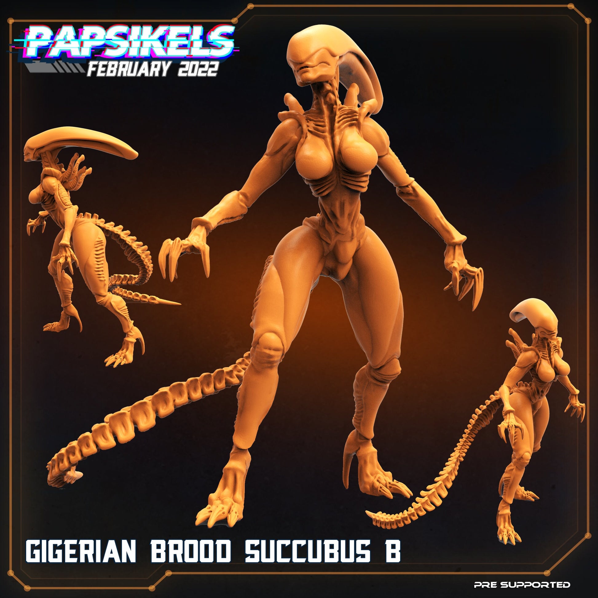 Xenomorph Gigerian Brood Succubus Miniatures: 32mm Papsikels Alien Creature for RPG and Tabletop Gaming