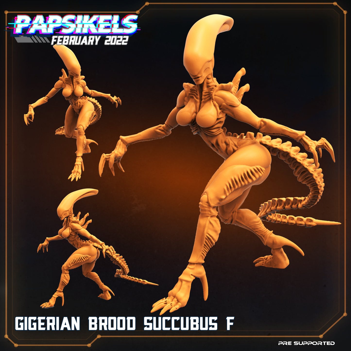 Xenomorph Gigerian Brood Succubus Miniatures: 32mm Papsikels Alien Creature for RPG and Tabletop Gaming