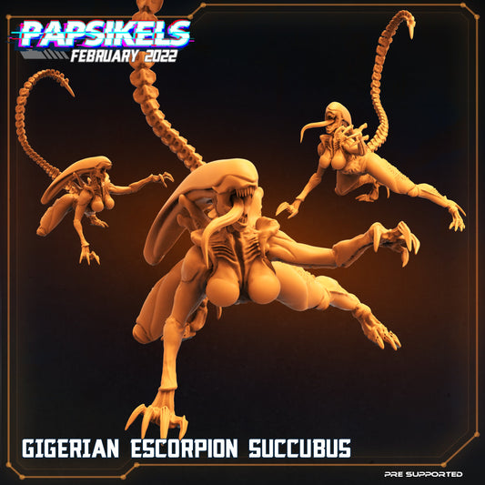 Xenomorph Gigerian Escorpion Succubus Miniature: 32mm Papsikels Alien Figure for RPG and TTRPG Gaming