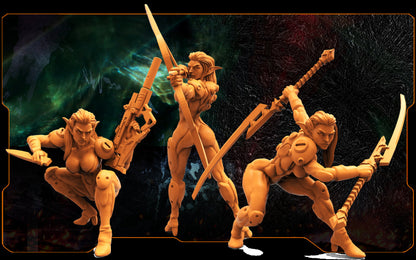Aethelari Huntresses: 32mm Papsikels Alien Miniature for Xenowars RPG & Tabletop Gaming
