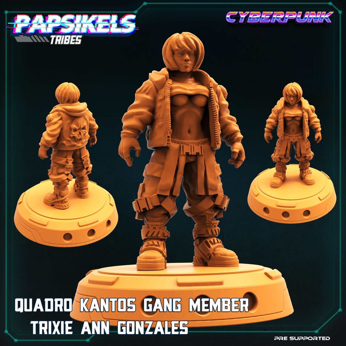 Quadro Kantos Gang: 32mm Resin Fantasy Miniature - Predator-Inspired Tabletop RPG Figurine