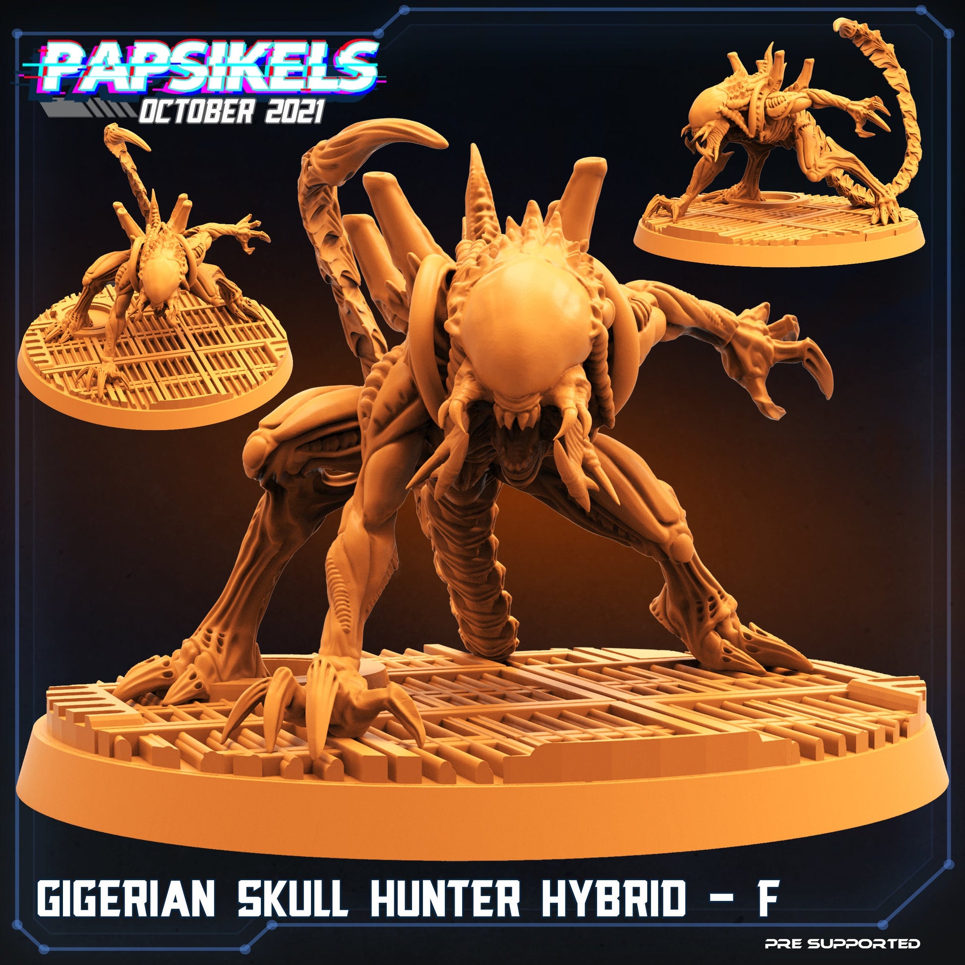 Aliens Vs Humans, Gigerian  Skull Hunter Hybrids, Papsikels, 32mm Mini