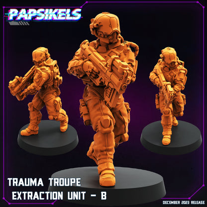 Cyberpunk Trauma Troupe Extraction Units - 32mm Papsikels Miniatures for Sci-Fi RPG Tabletop Gaming