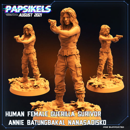 Skull HuntersHuman Female Guerilla Survivor Annie, Papsikels, Resin Miniature - Tabletop miniature - Fantasy Miniature - 32mm