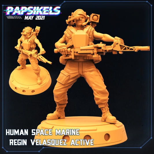 Aliens Vs Humans, Human Space Marine Regin Velasquez, Papsikels, 32mm Mini
