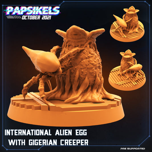 Xenomorph International Eggs with Gigerian Creepers, Papsikels Miniature - Set of 2, 32mm Models