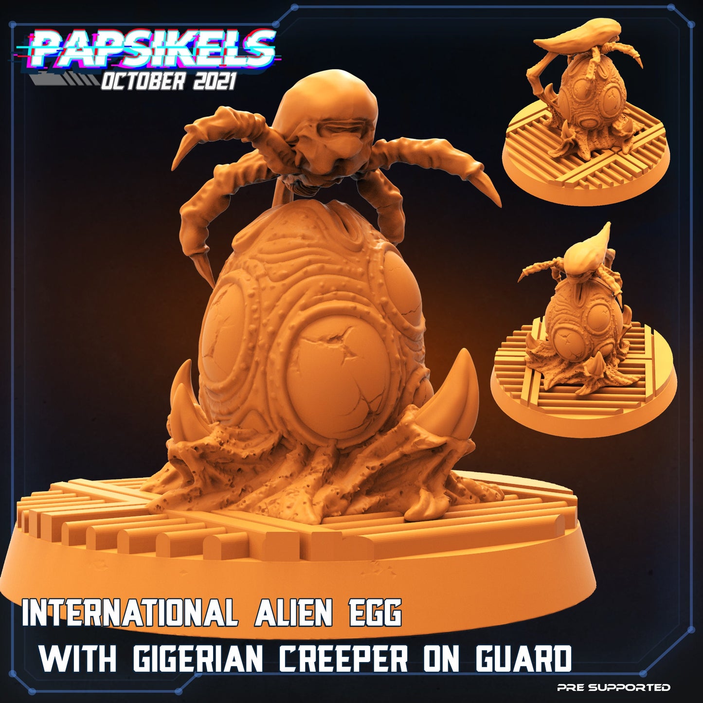 Xenomorph International Eggs with Gigerian Creepers, Papsikels Miniature - Set of 2, 32mm Models