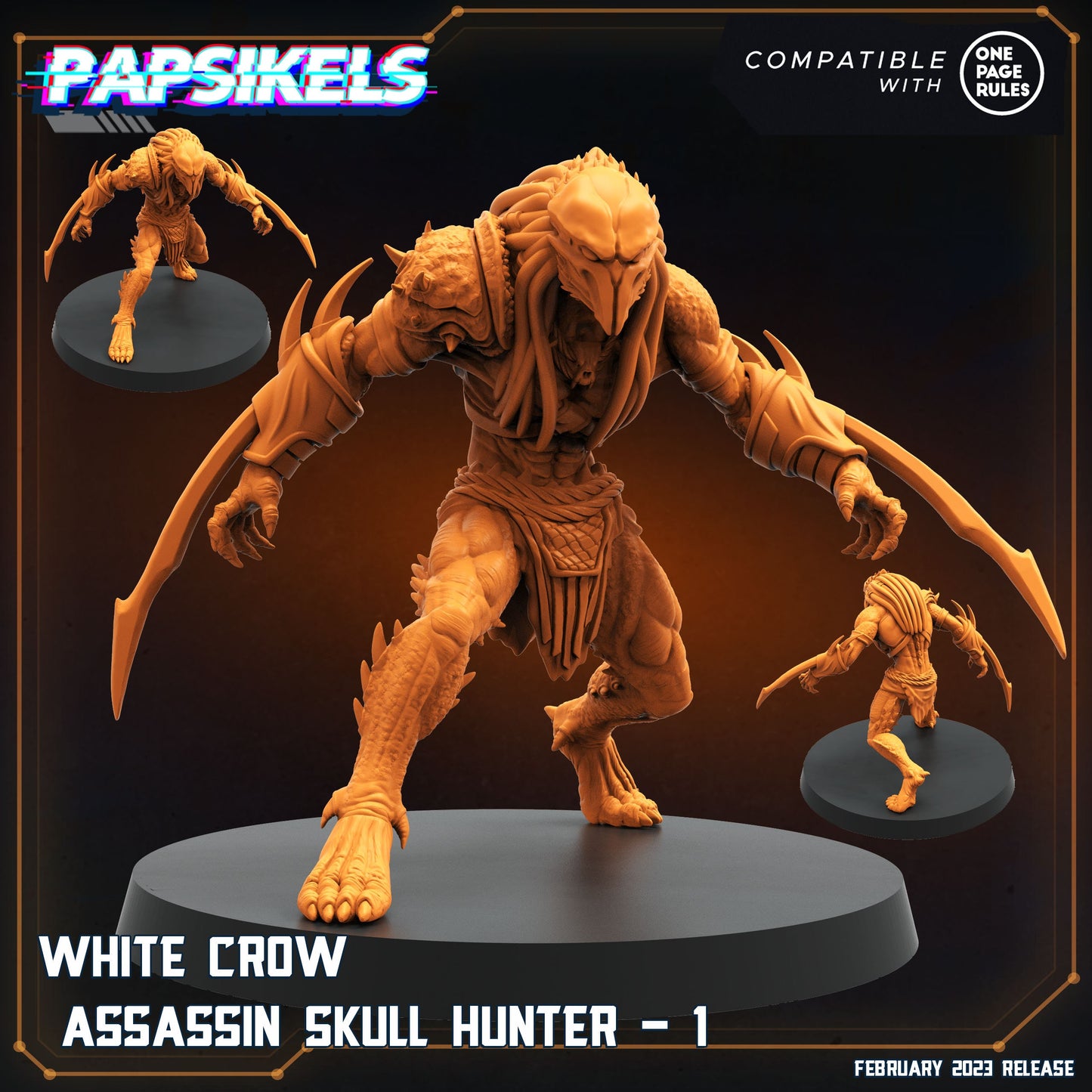 Skull Hunters - White Crow Assassin Skull Hunter, Papsikels, Resin - Tabletop miniature - 32mm