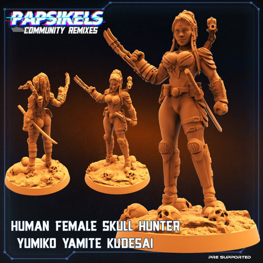 Skull Hunters - Human Femal Skull Hunter Yumiko Yamite Kudesai - Papsikels, Resin - Tabletop miniature - 32mm