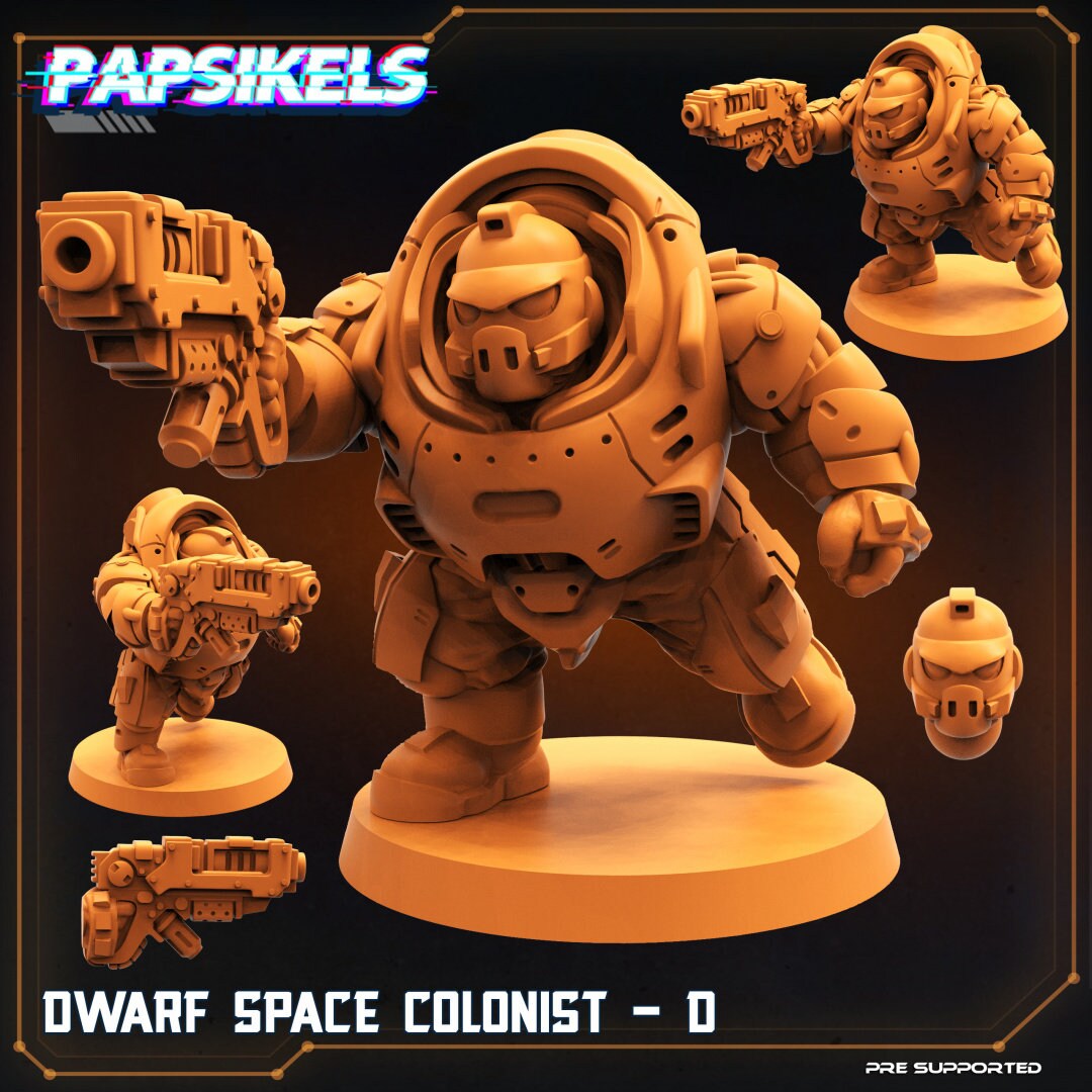 Dwarf Space Colonists , Papsikels, 32mm Mini