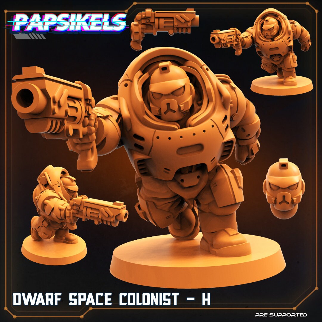 Dwarf Space Colonists , Papsikels, 32mm Mini