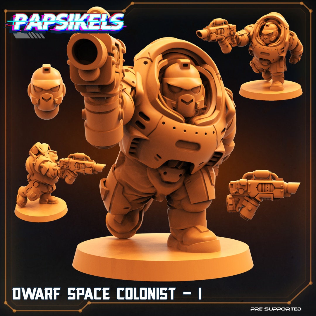Dwarf Space Colonists , Papsikels, 32mm Mini