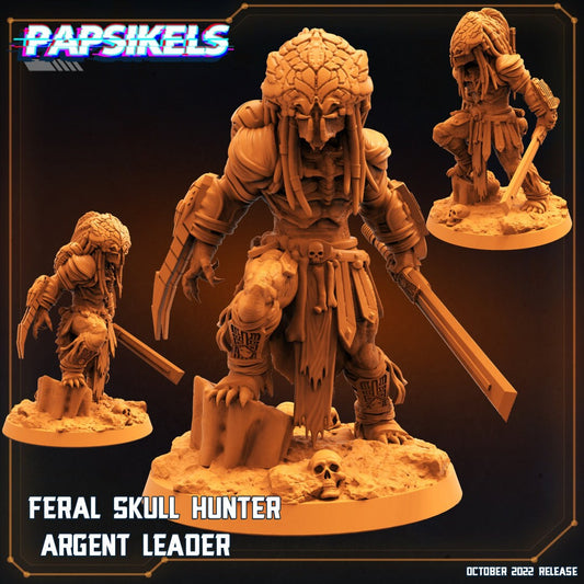 Skull Hunters - Feral Skull Hunter Argent Leader, Papsikels, Resin - Tabletop miniature - 32mm