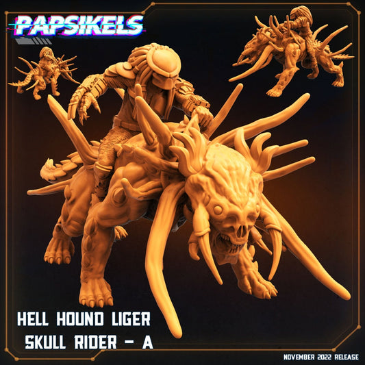 Skull Hunters - Hell Hound Liger Skull Riders, Papsikels, Resin - Tabletop miniature - 32mm