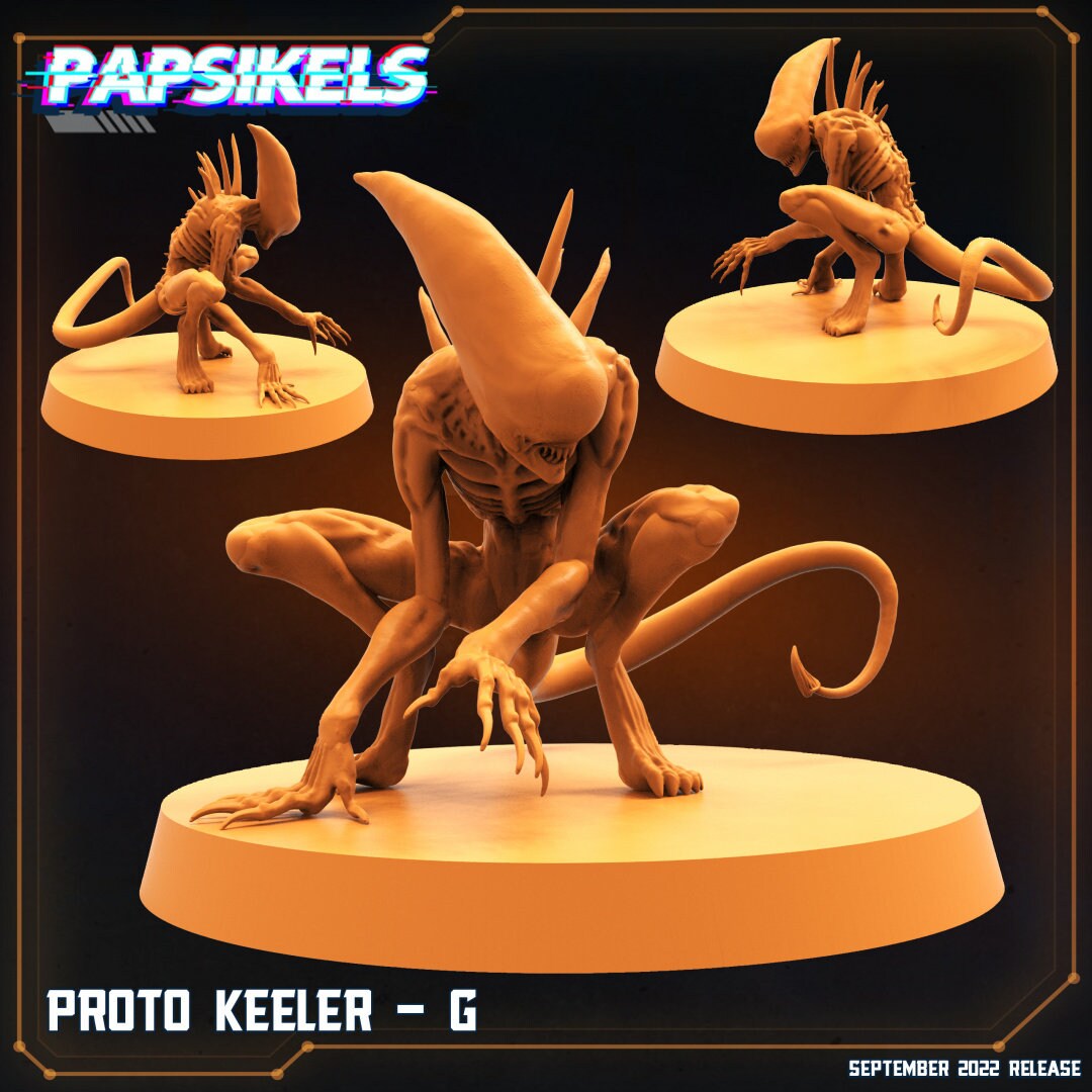 Xenomorph Proto Keelers: 32mm Miniatures for Alien-Themed RPG & Tabletop Gaming by Papsikels