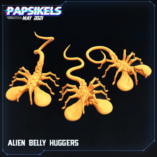 Aliens Vs Humans, Alien Belly Hugger - Facehuggers Set of 3 models Papsikels, 32mm Mini