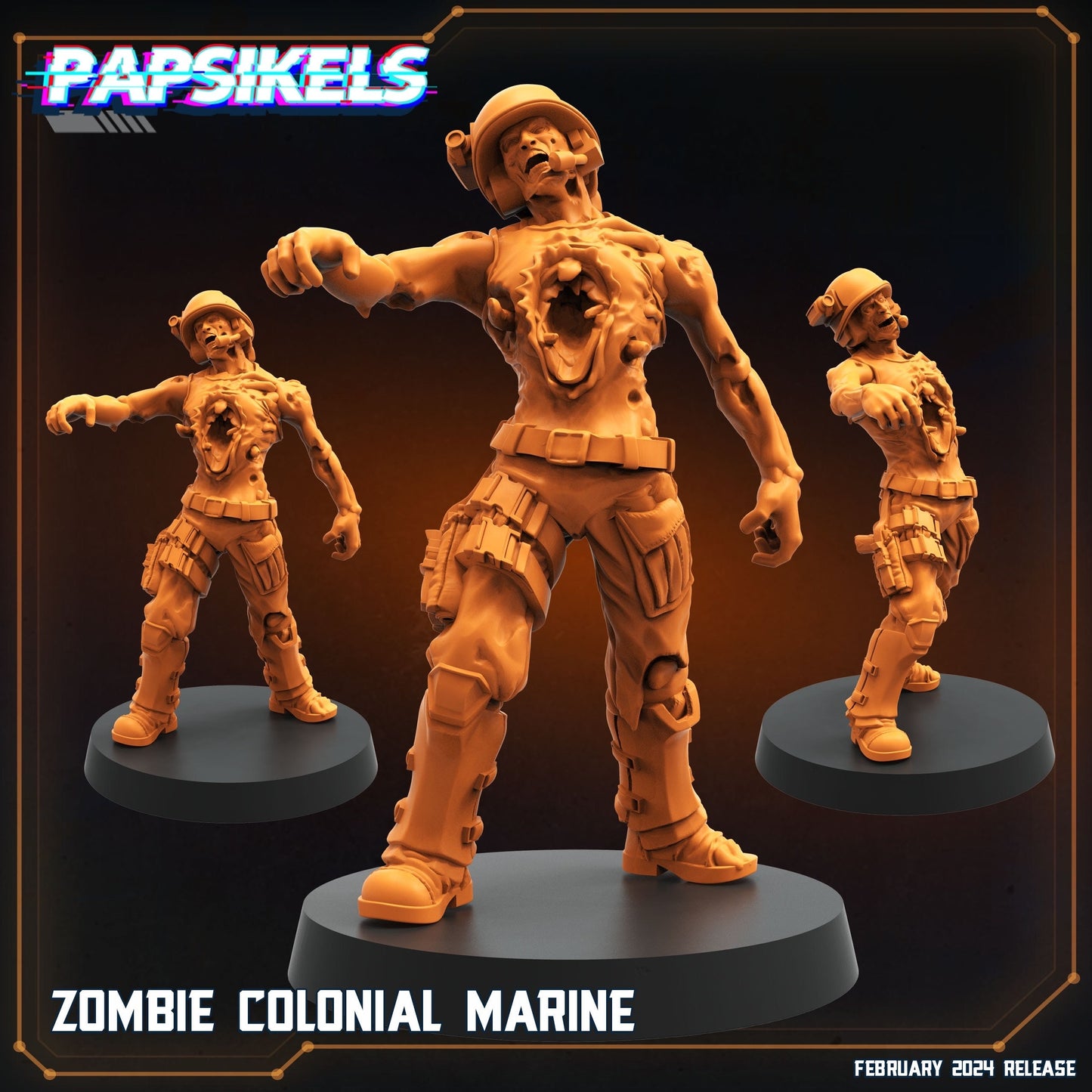 Zombie Colonial Marine  | 8 Days of February | Papsikels, Resin Miniature - Tabletop  Miniature - 32mm