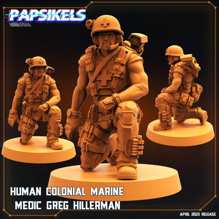 Human Colonian Marine Medic Greg Hillerman, Papsikels, 32mm Mini