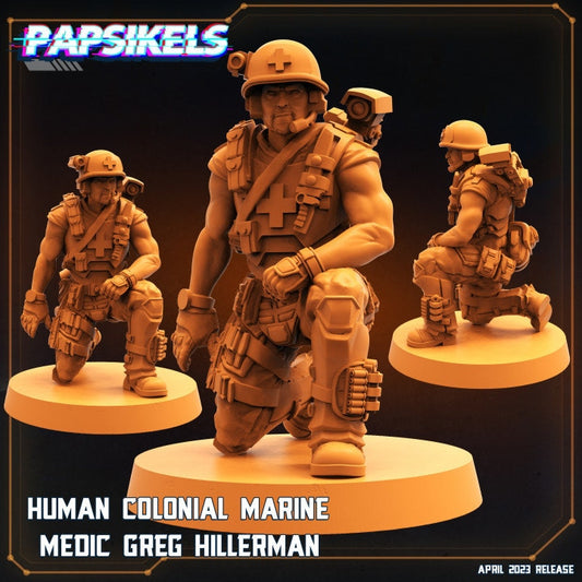 Human Colonian Marine Medic Greg Hillerman, Papsikels, 32mm Mini
