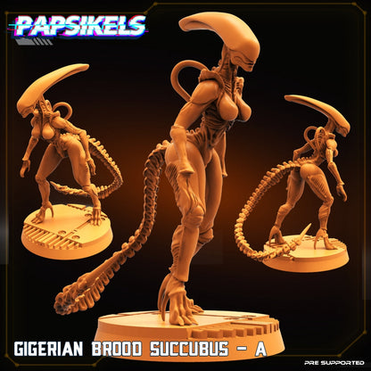 Xenomorph Gigerian Brood Succubus Miniatures: 32mm Papsikels Alien Creature for RPG and Tabletop Gaming