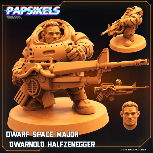 Dwarf Space Major Dwarnold Halfzenegger, Papsikels, 32mm Mini