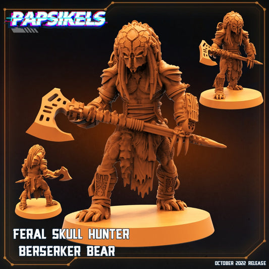 Skull Hunters - Feral Skull Hunter Berserker Bear, Papsikels, Resin - Tabletop miniature - 32mm