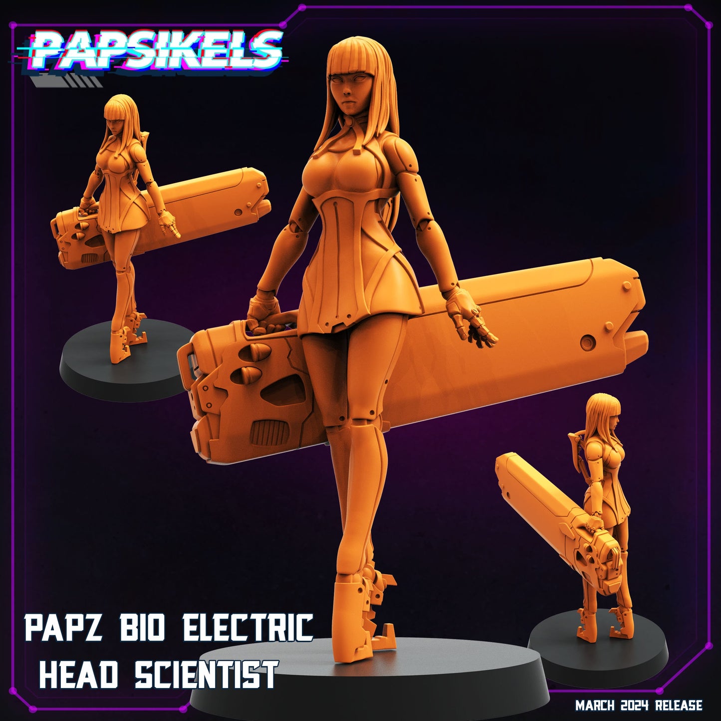 Cyberpunk,  Papz Bio Eletric Head Scientists, Cyberpunk, Papsikels, 32mm or 75mm Mini