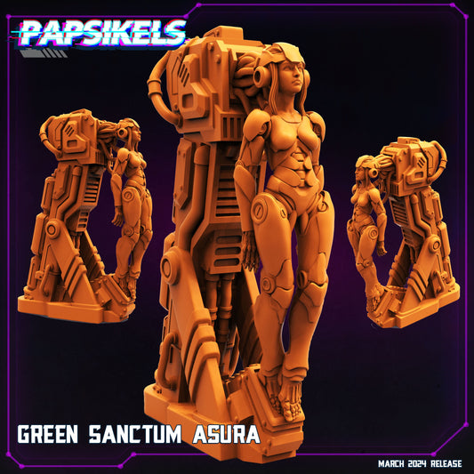 Cyberpunk - Green Sanctum Asura, miniature sculpted by Papsikels. Mini wargaming/ Wargames/ TTRPG/ Cyberpunk