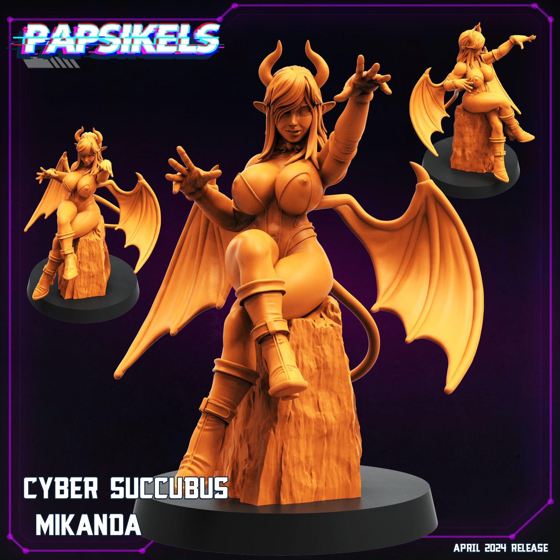 Cyberpunk, Cyber Succubus Mikanda, Cyberpunk, Papsikels, 32mm Mini