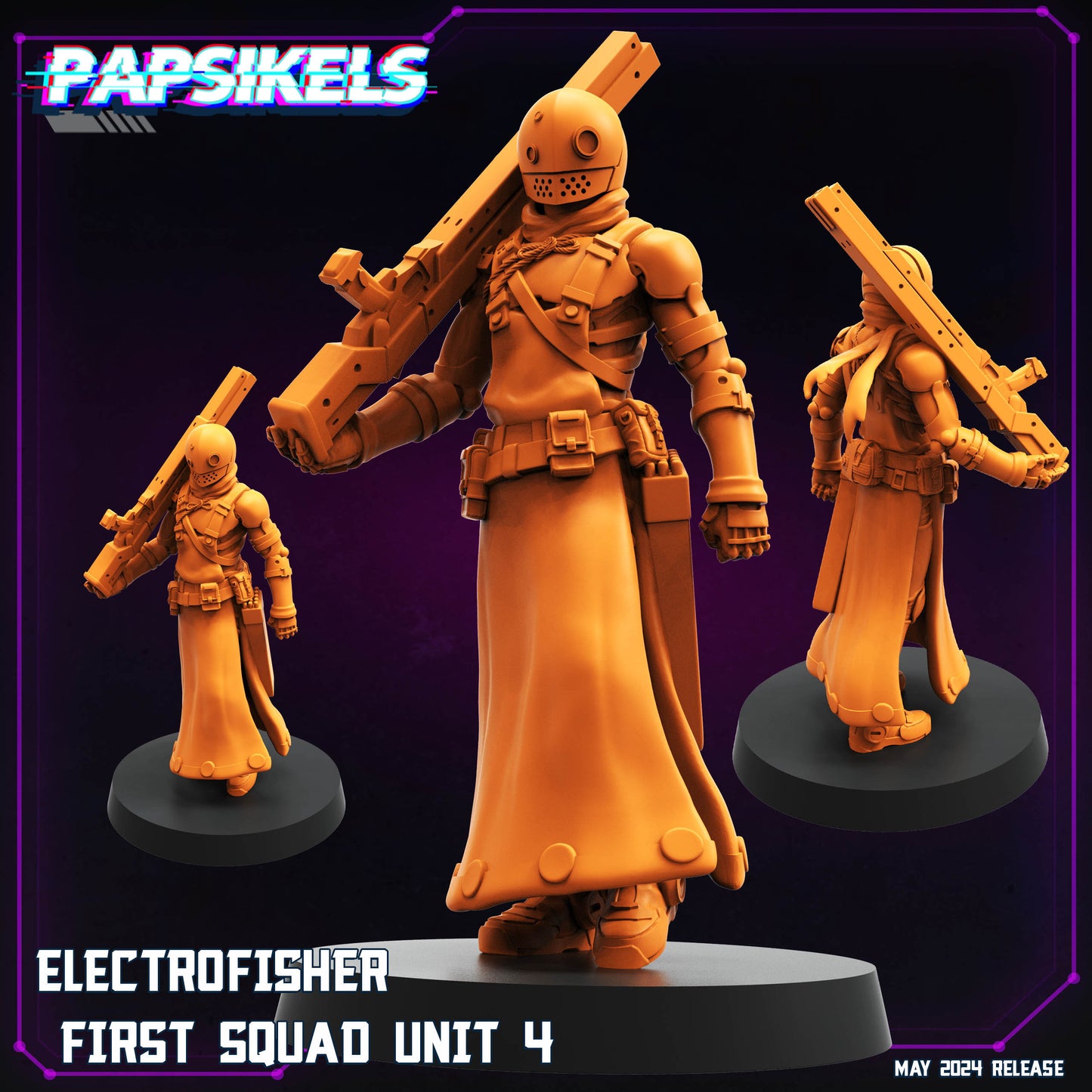 Cyberpunk, Electrofisher First Squad Units - Anime, Papsikels, 32mm Mini