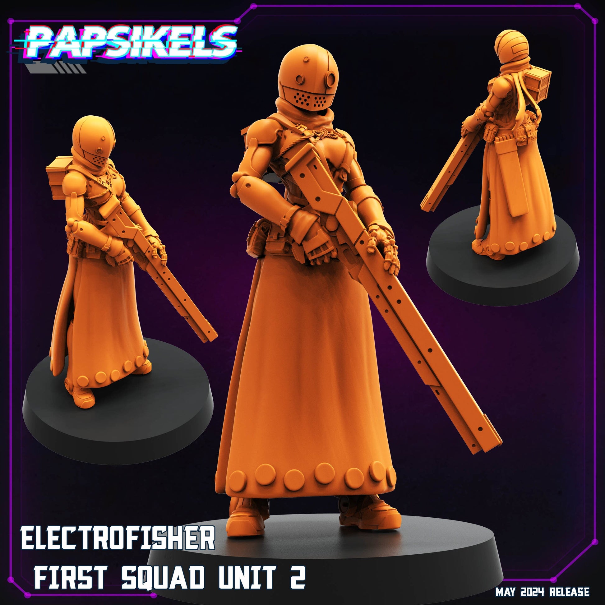 Cyberpunk, Electrofisher First Squad Units - Anime, Papsikels, 32mm Mini