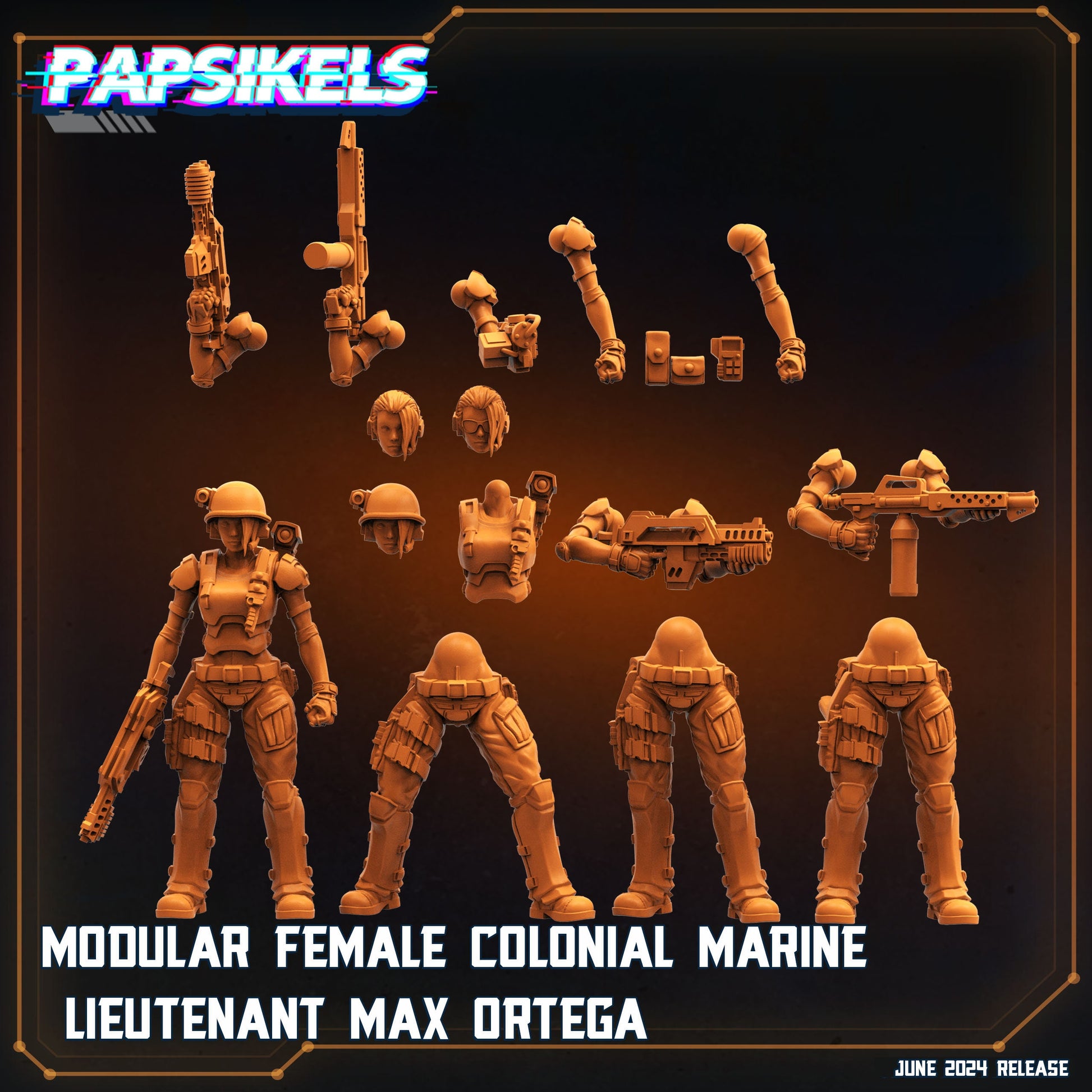 Modular Female Colonial Marine Lieutenant Max Ortega - Papsikels, 32mm Mini