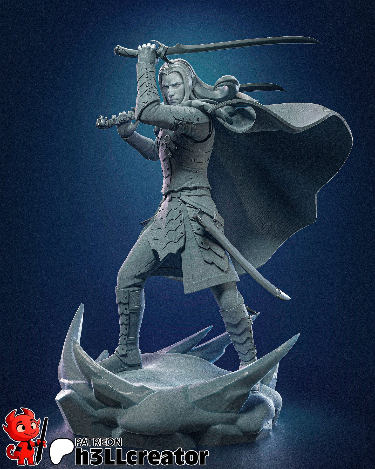 Drizzt Do'Urden - Dungeons and Dragons (fan art) | Miniature scale 1:15 | h3LL Creator | DIY Model Kit