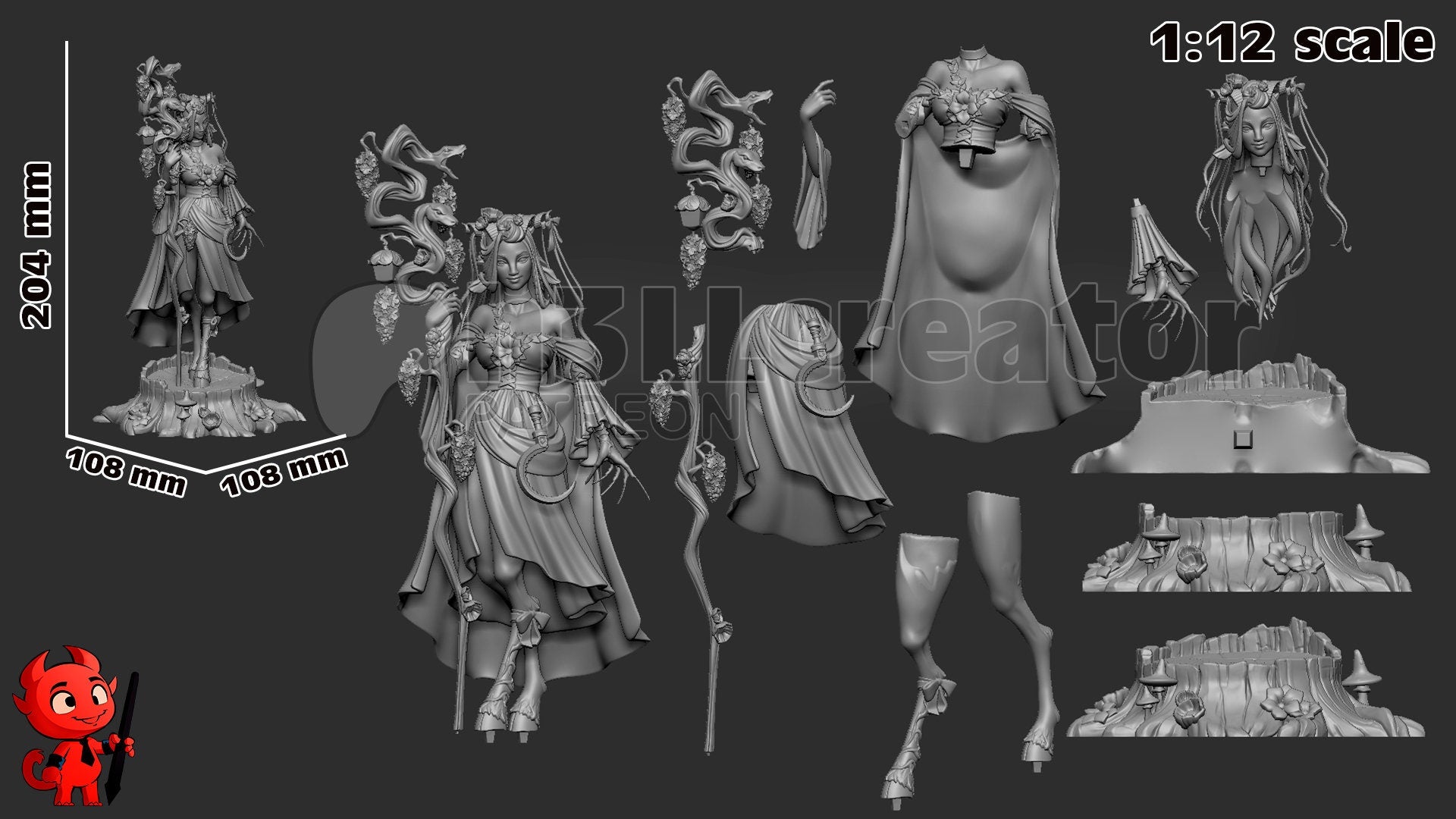 Fearne from Critical Role - Bell's Hells (fan art) | Miniature scale 1:15 | h3LL Creator | DIY Model Kit