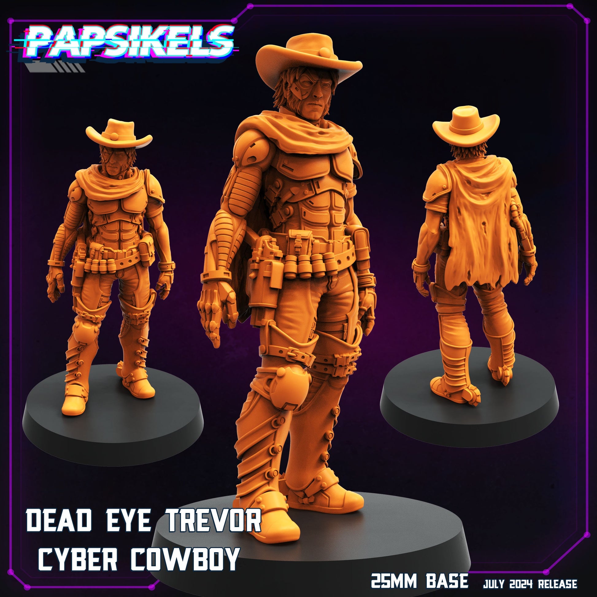 Cyberpunk, Dead Eye Trevor Cyber Cowboy, Papsikels, 32mm Mini
