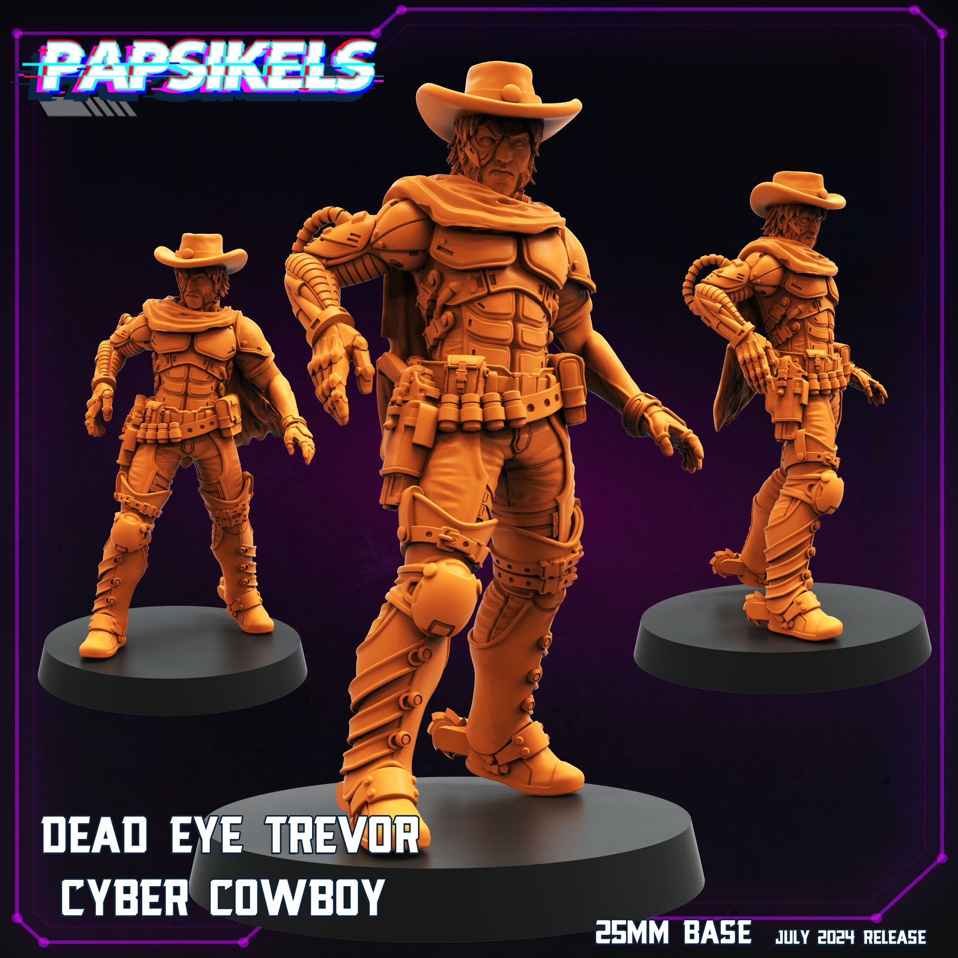Cyberpunk, Dead Eye Trevor Cyber Cowboy, Papsikels, 32mm Mini