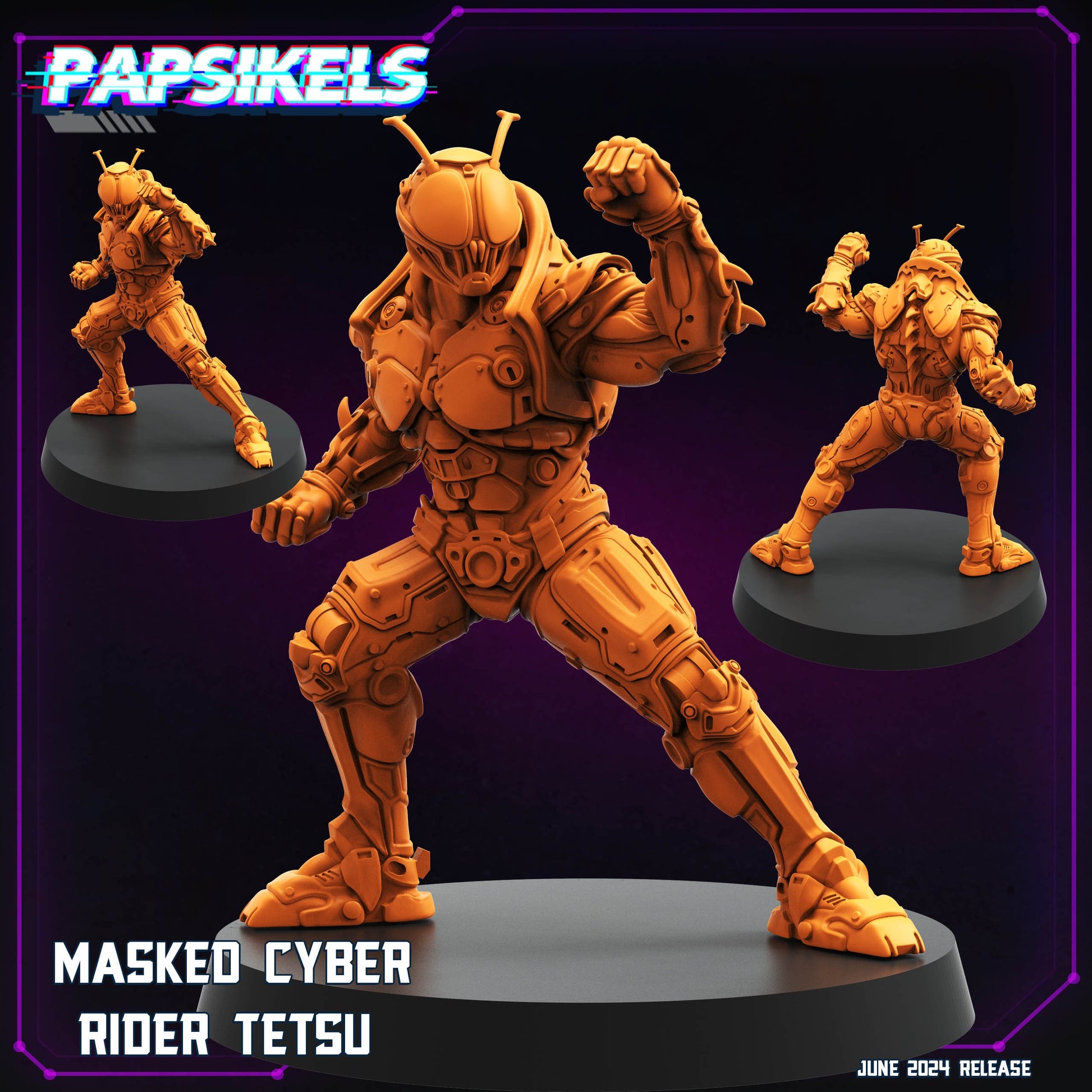 Cyberpunk, Masked Cyber Rider Tensu - Anime, Papsikels, 32mm or 75mm Mini