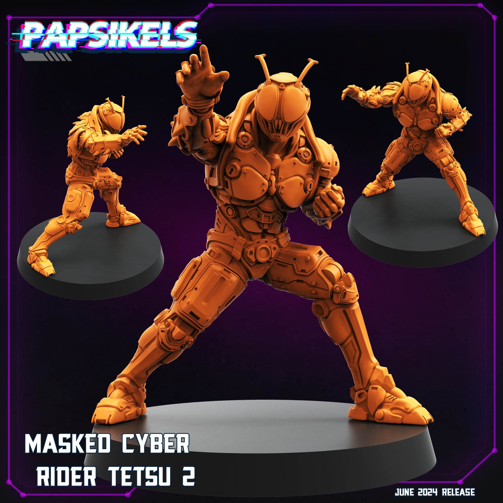 Cyberpunk, Masked Cyber Rider Tensu - Anime, Papsikels, 32mm or 75mm Mini
