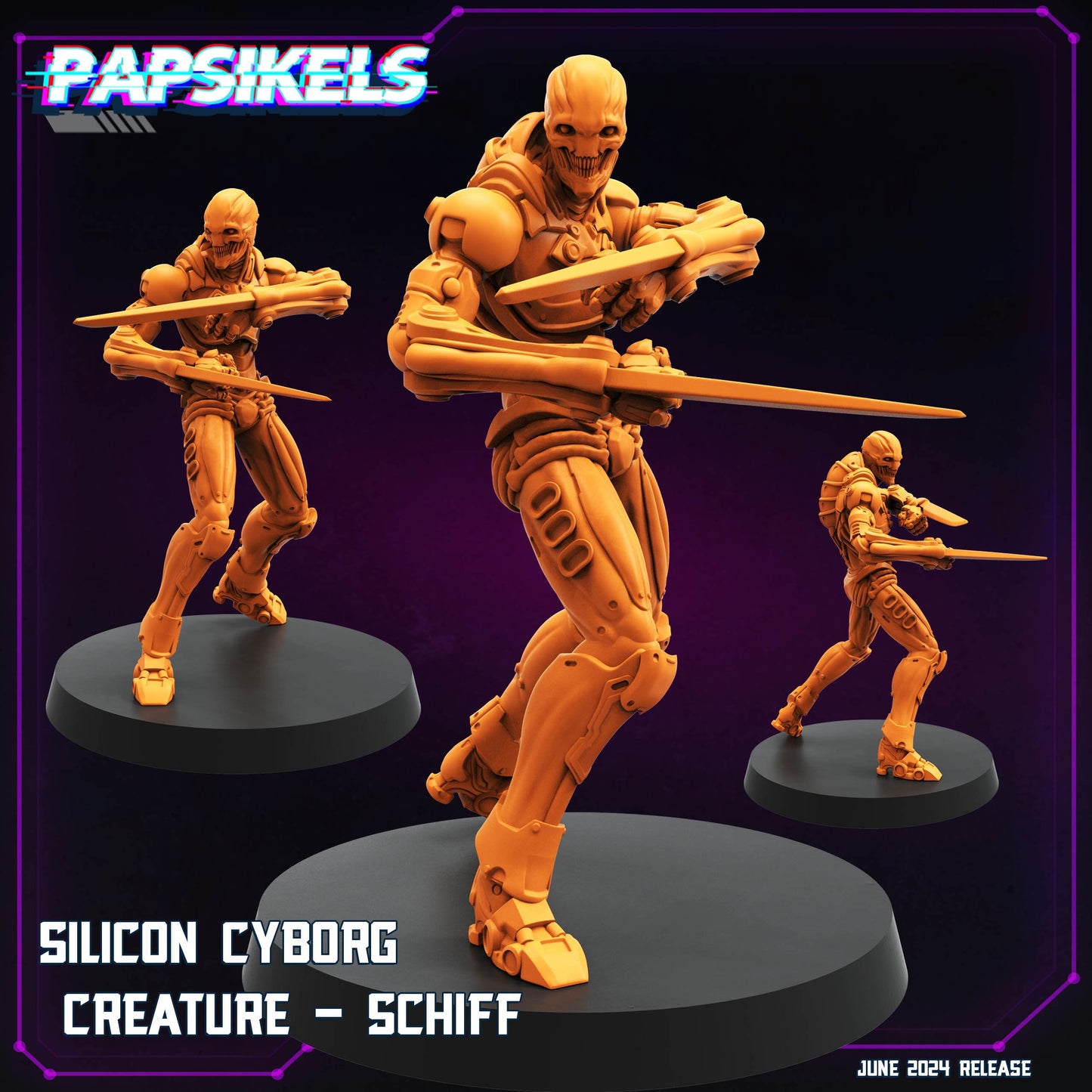 Cyberpunk, Silicon Cyborg Creature Schiffs - Blame Anime, Papsikels, 32mm or 75mm Mini