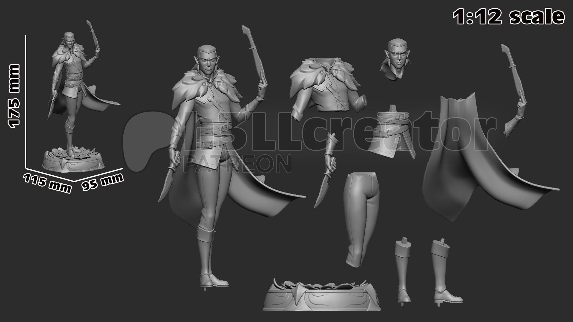 Vax'ildan from Critical Role - Legends of Vox Machina (fan art) | Miniature scale 1:15 | h3LL Creator | DIY Model Kit