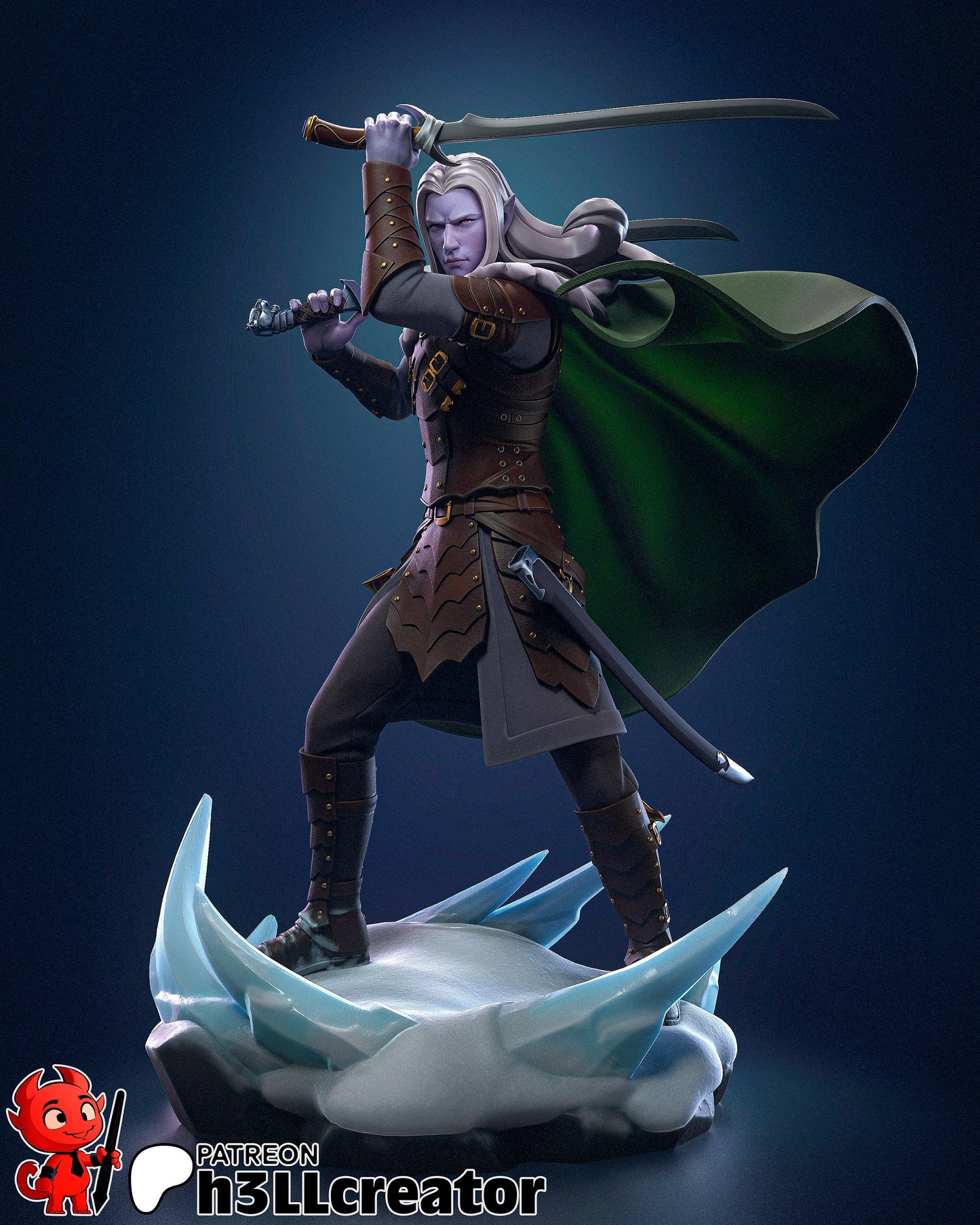 Drizzt Do'Urden - Dungeons and Dragons (fan art) | Miniature scale 1:15 | h3LL Creator | DIY Model Kit