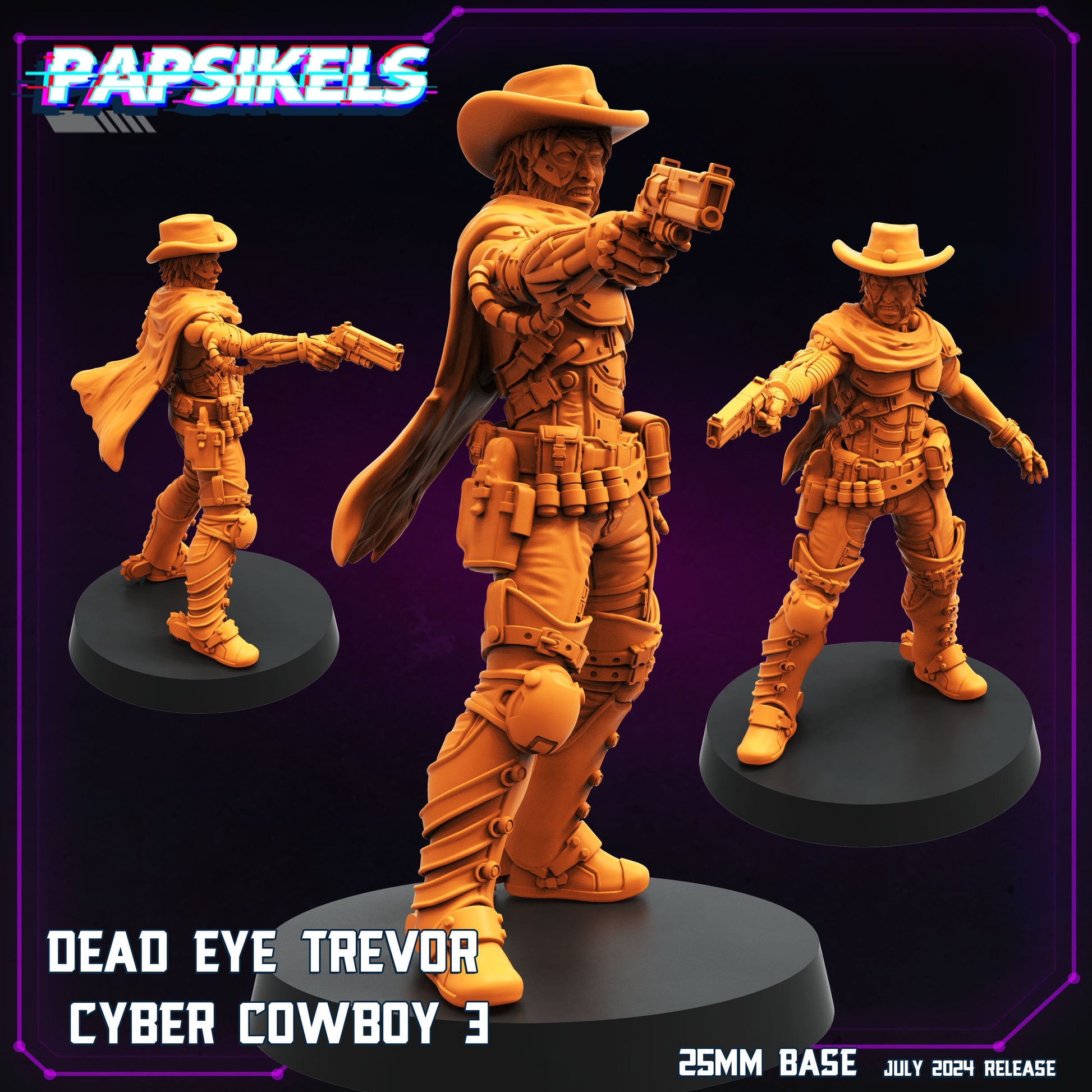 Cyberpunk, Dead Eye Trevor Cyber Cowboy, Papsikels, 32mm Mini